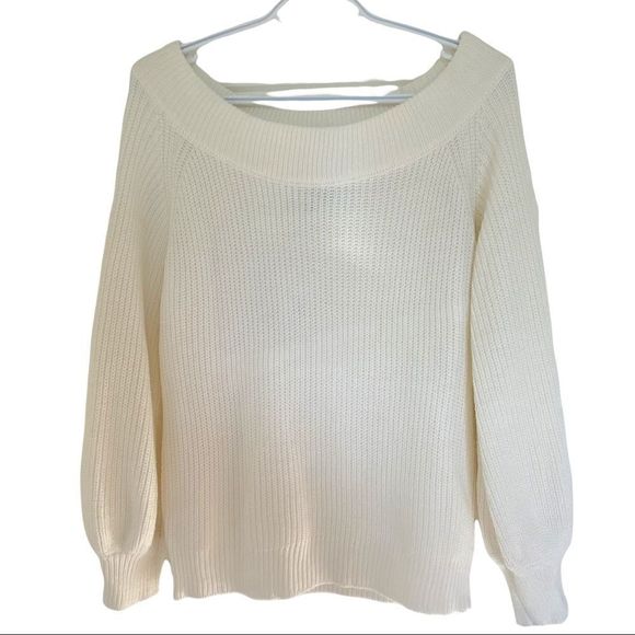 Zaful white long sleeve knit boat neck loose Fit sweater size small NWT - Picture 1 of 5
